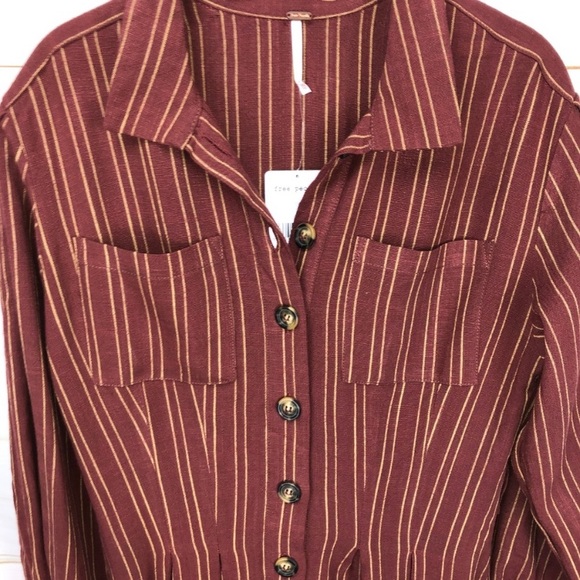 Free People Audrey stripe button-down dress Xs NWT - Picture 9 of 9